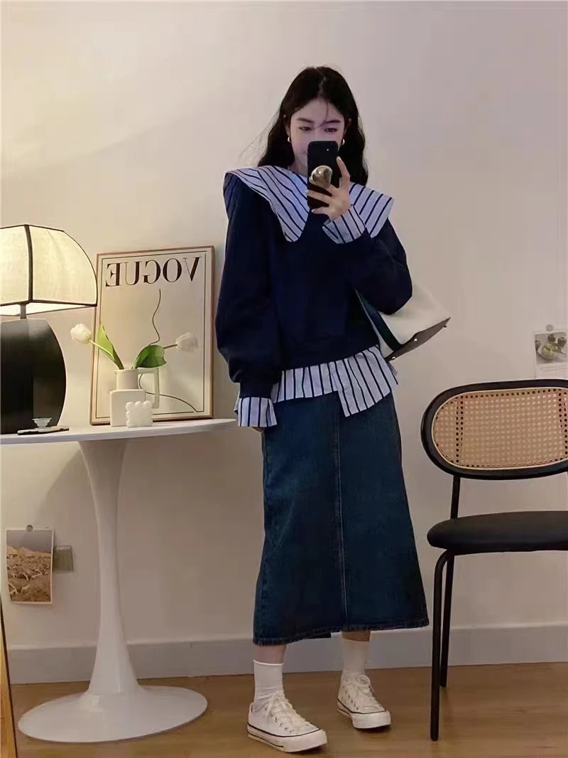 小妳XiaoNi———（上新秋款衬衫拼接卫衣2230571）