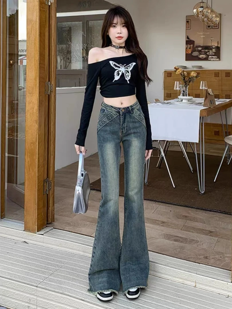 小妳XiaoNi———（2023新秋高腰微喇牛仔裤1330011）