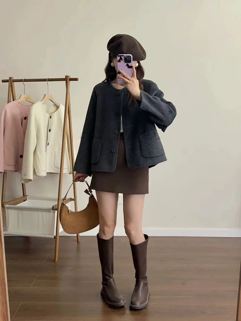 小妳XiaoNi———（新冬圆领四扣羊毛大衣5340229）