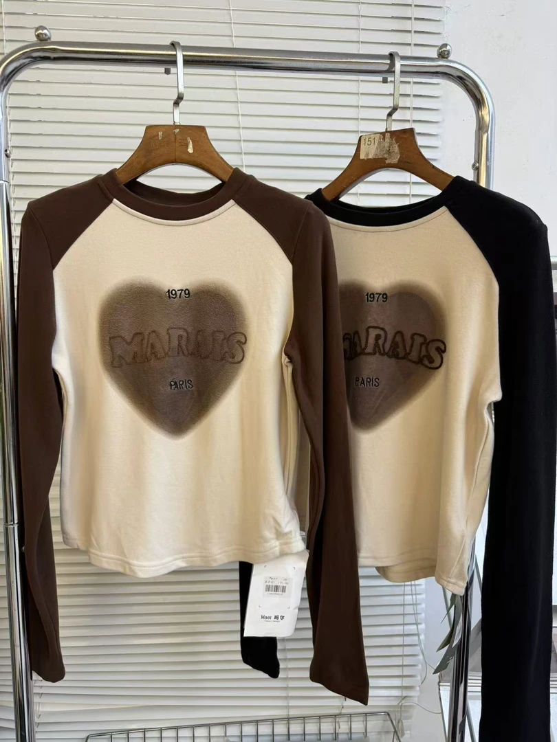 小妳XiaoNi———（冬款磨毛字母拼色T恤1340298）