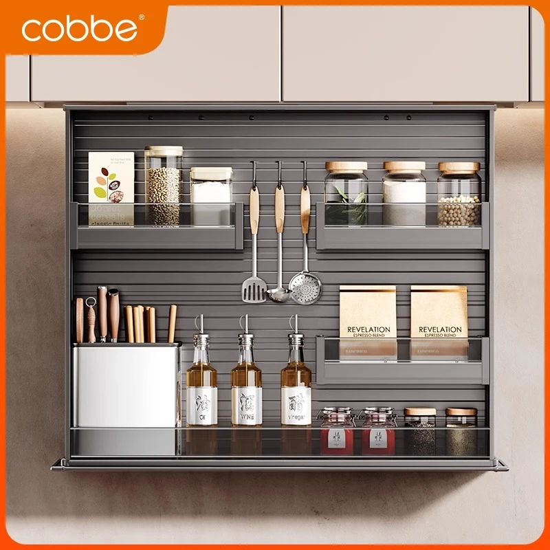 卡贝厨房吊柜垂直升降拉篮电动智能语音控制下拉自动调味拉篮橱柜