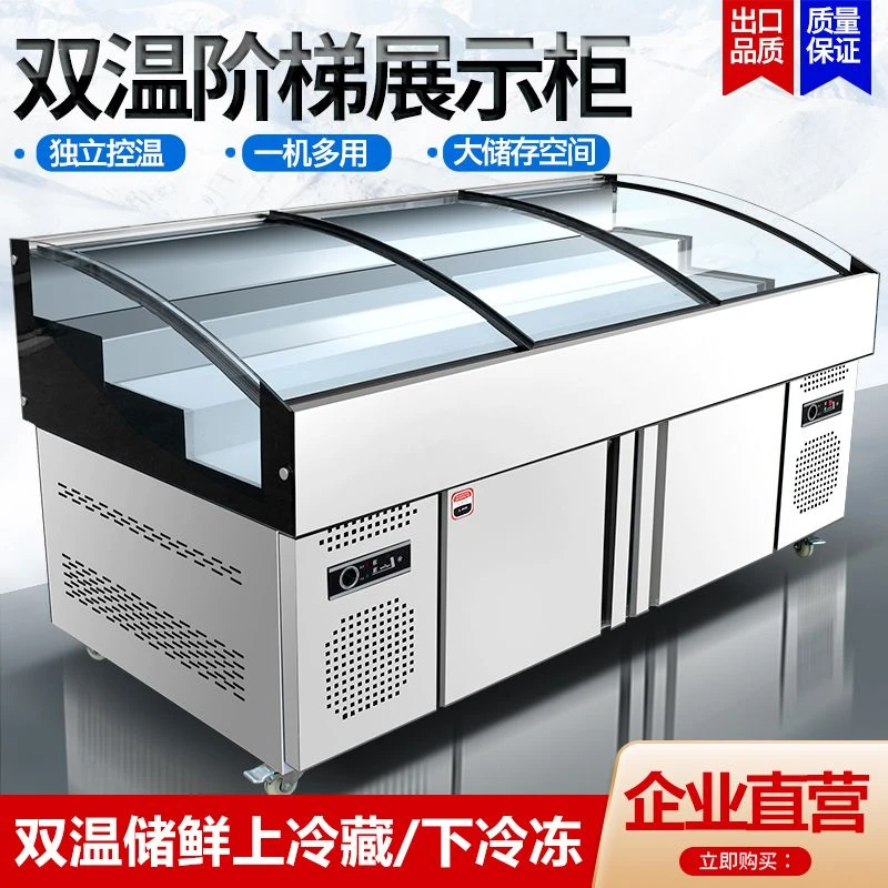 商用阶梯冷藏冷冻展示柜小型夜市摆摊串串凉菜展示三轮车移动冰柜