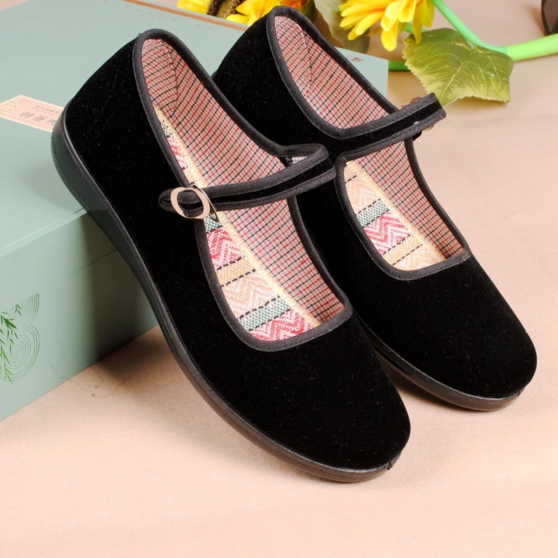 老北京布鞋女鞋黑色软底工作鞋银行酒店大堂厚底鞋广场舞鞋女老年