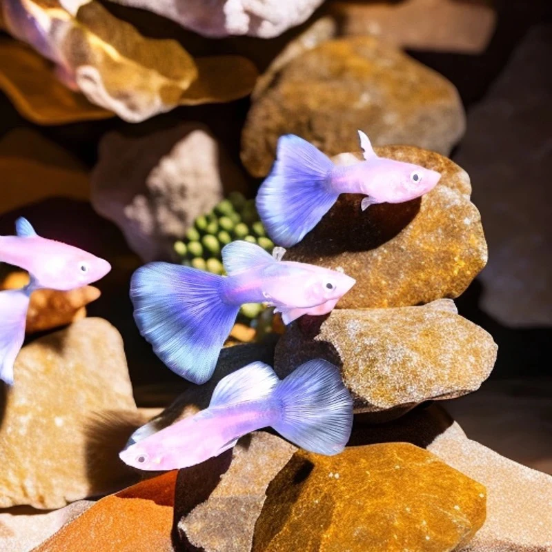 精品孔雀鱼拉朱莉紫尾皮实超萌好物大气小型热带孔雀鱼