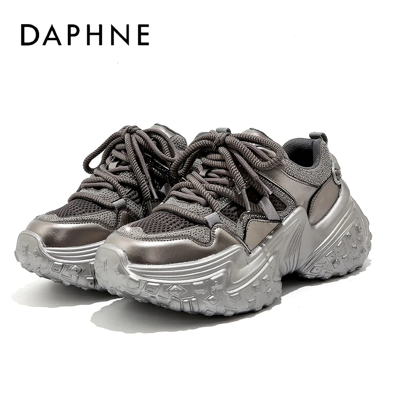 Daphne/达芙妮时尚厚底2025夏季新款老爹鞋百搭潮流系带复古女鞋