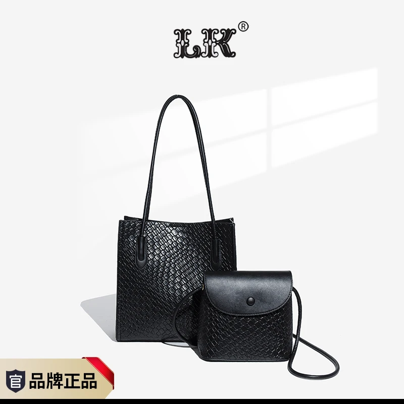 经典时尚潮流百搭子母包纯色印花单肩黑色斜挎包053