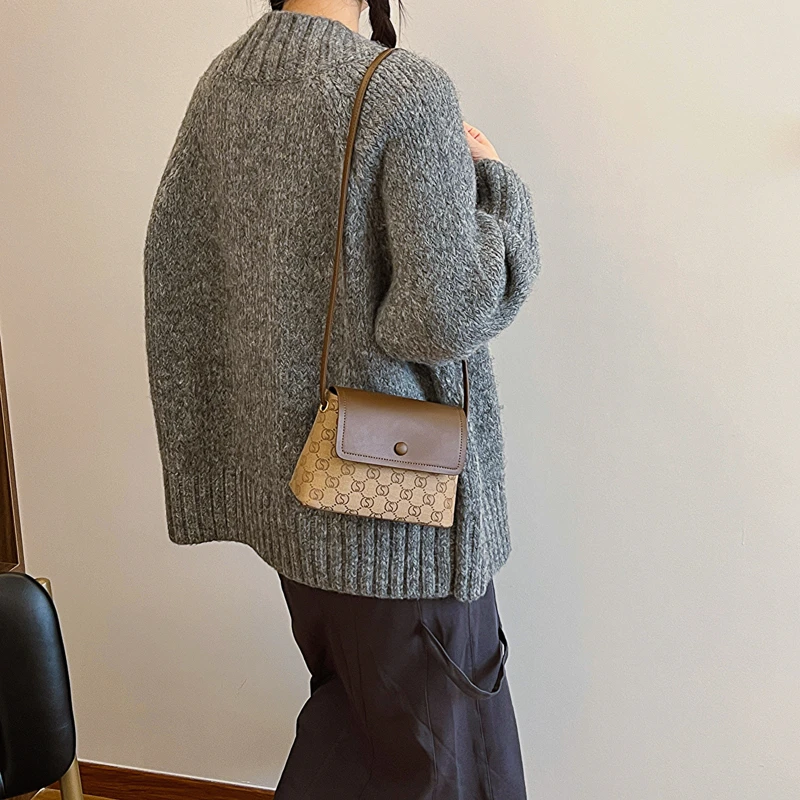 时尚印花百搭女包简约休闲小众单肩斜挎包3384