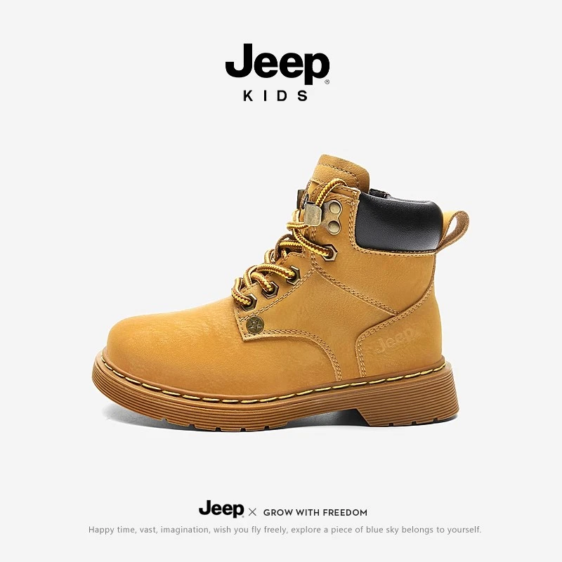 JEEP/吉普儿童马丁靴2023新款夏季男童女童大黄靴工装靴短靴透气