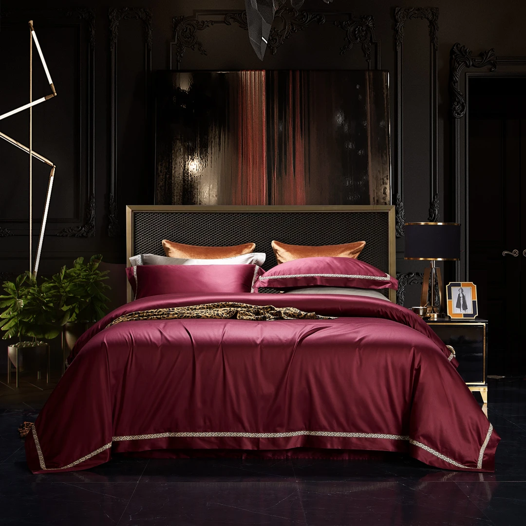 轻奢纯棉床上用品结婚套件红色四件套婚庆床上用品四件套