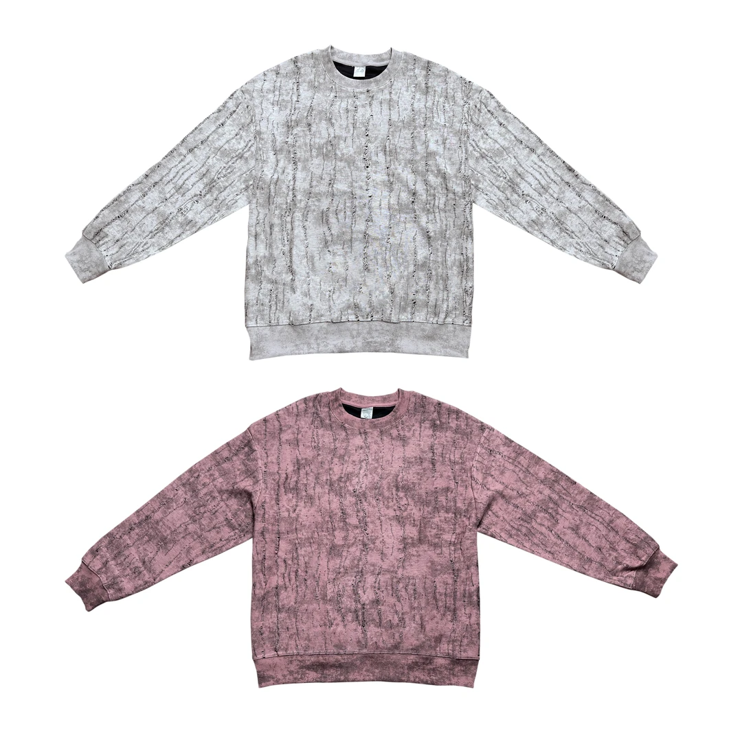 年货欧美秋冬洗水勾线做旧设计感痞帅宽松长袖卫衣