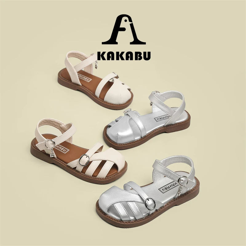 卡卡布夏季新款女童时尚休闲百搭儿童舒适软底半包头儿童凉鞋012