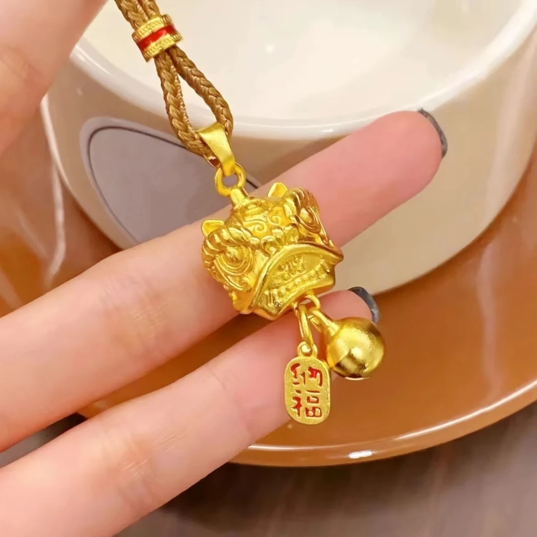合金吊坠 【新中式国潮风】招财纳福醒狮铃铛吊坠中国风毛衣链