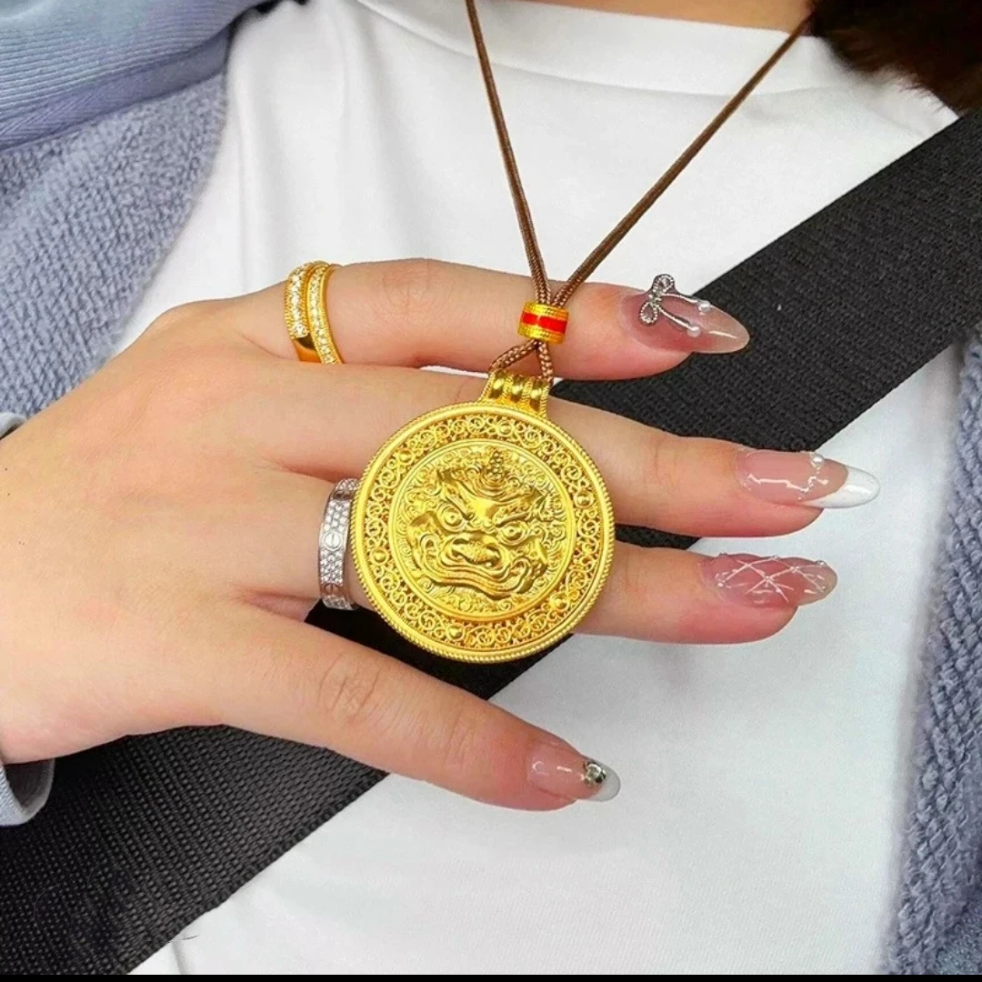 合金项链 【新中式国潮风】韦雪同款独角貔貅罗盘项链秋冬毛衣链