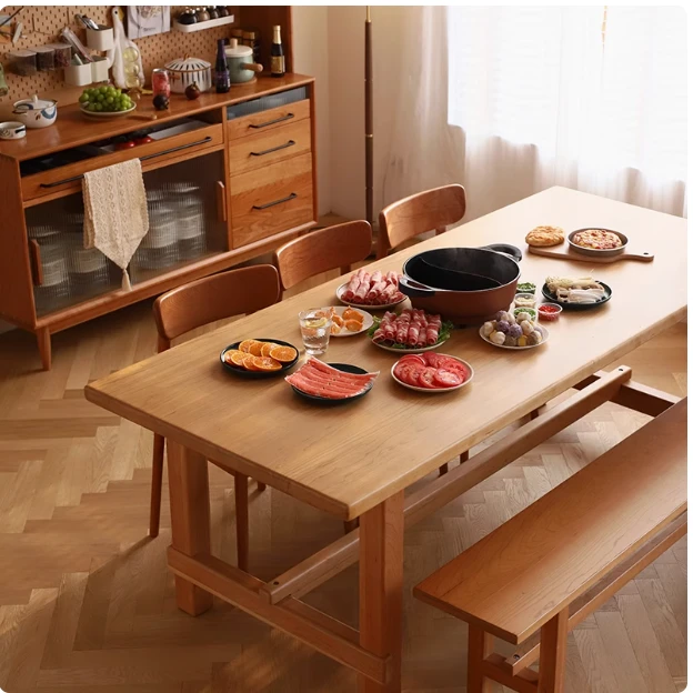 北欧实木餐桌大笨桌原木饭桌现代简约长方形日式家用大板桌