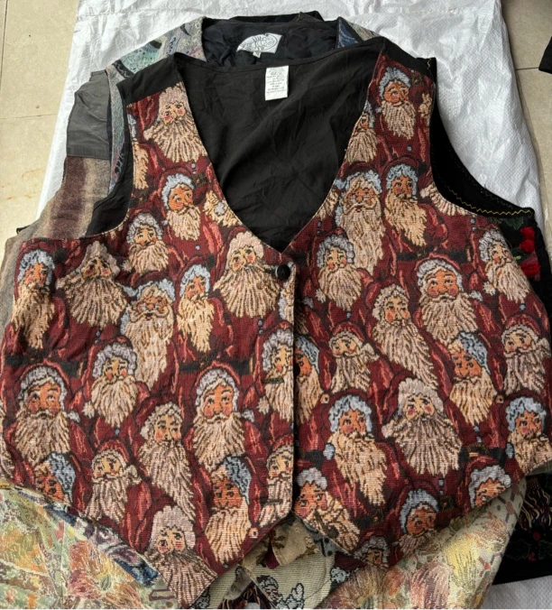 雯雯籽古着 钩花刺绣钉珠毛衣编织马甲毛呢半裙默认微瑕，NO退NO换