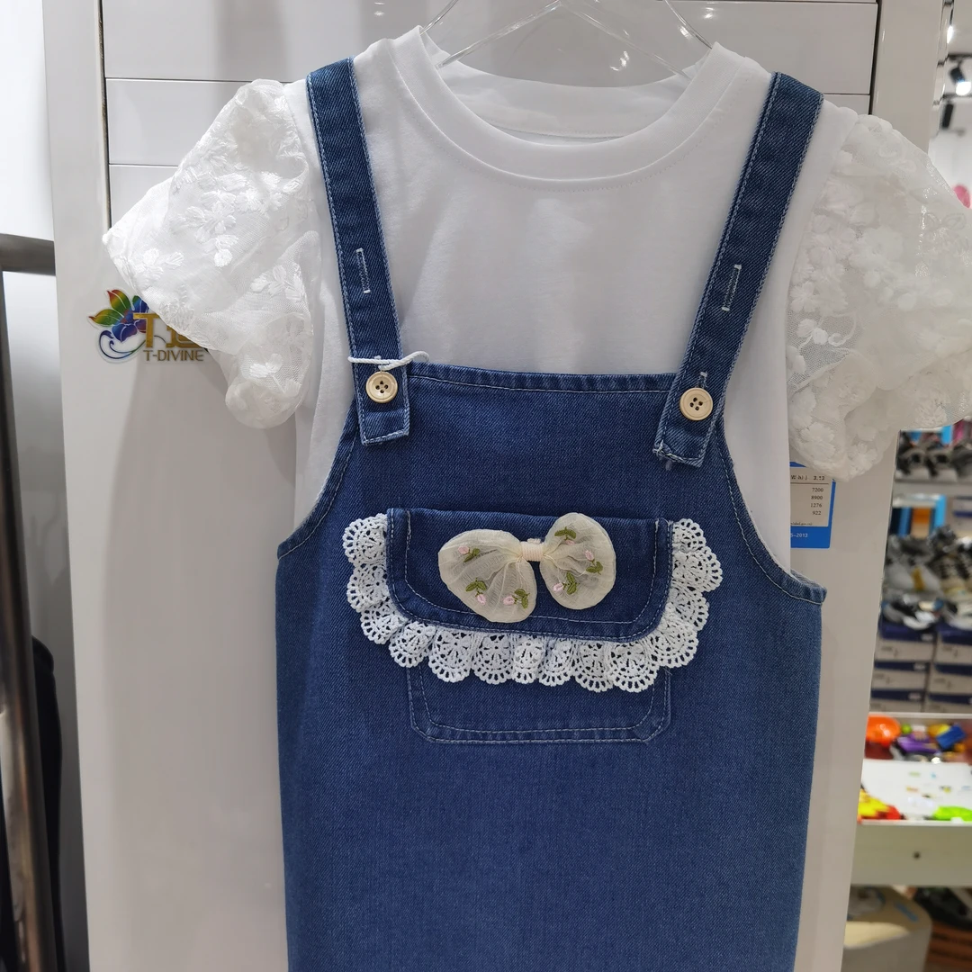 女童背带二件套牛仔裙