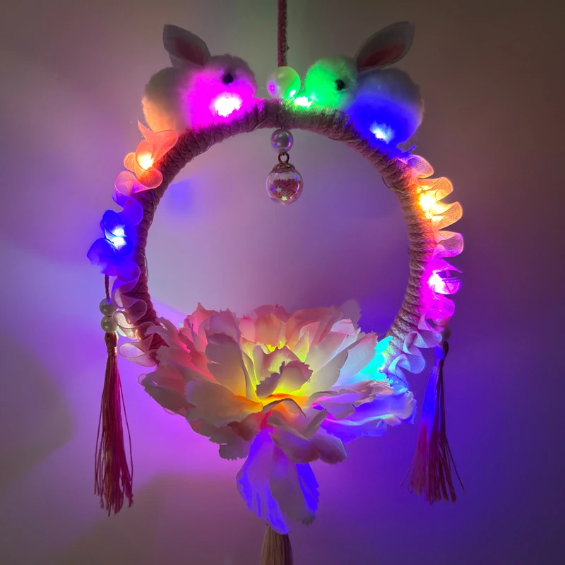 新款中秋过年发光灯笼摆摊手工编织diy儿童生日节日礼物玩具