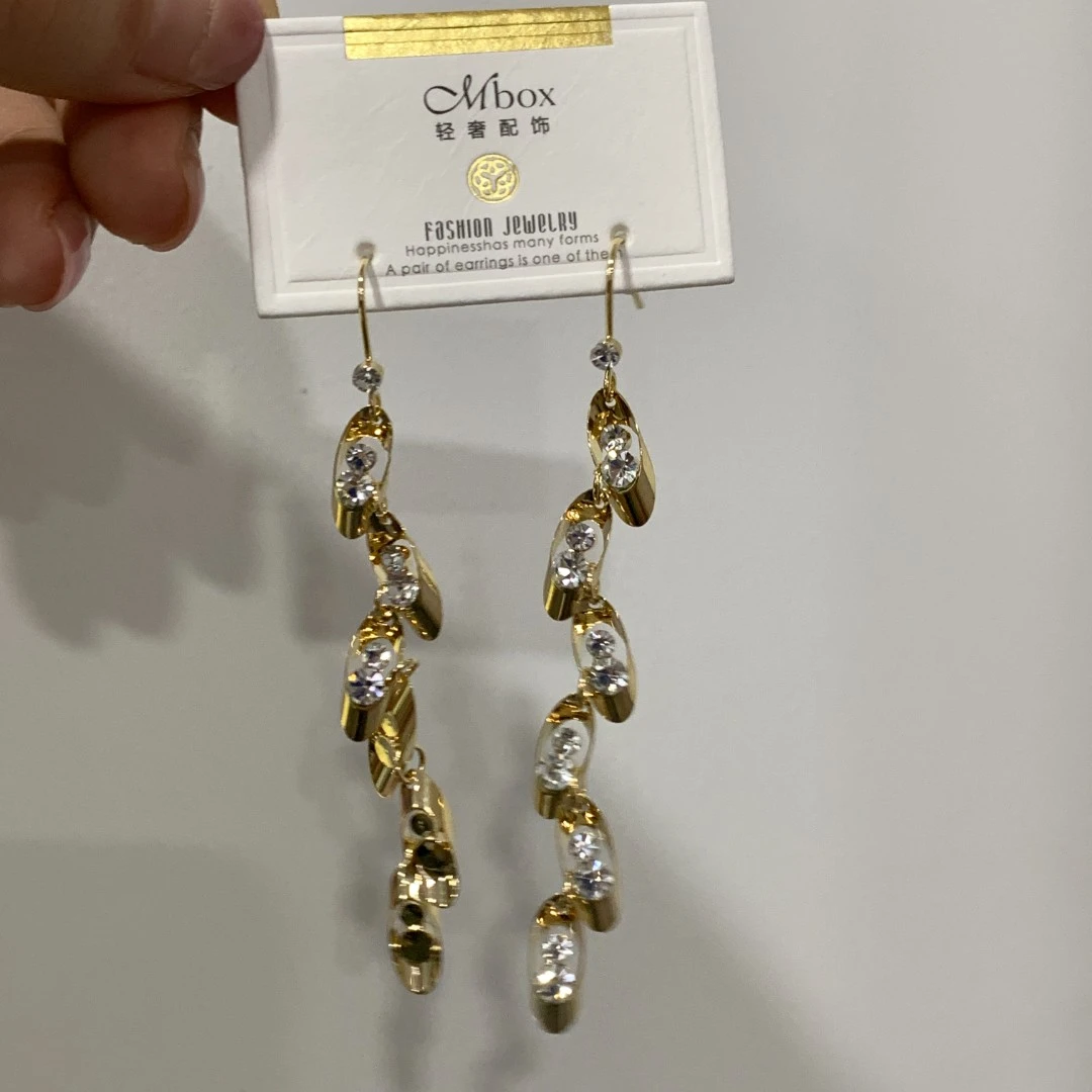 LADY GO 合金仿水晶耳饰 QC 复古优雅长款流苏耳饰