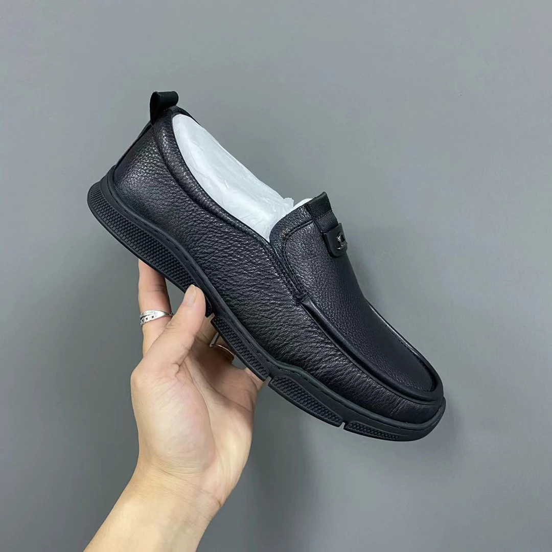 D780剪标时尚百搭一脚蹬乐福鞋软面牛皮男士休闲板鞋