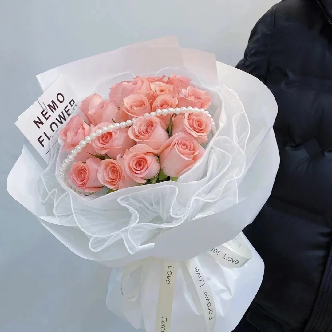 【七夕可预定黛安娜粉玫瑰鲜花同城配生日花束团购鲜花