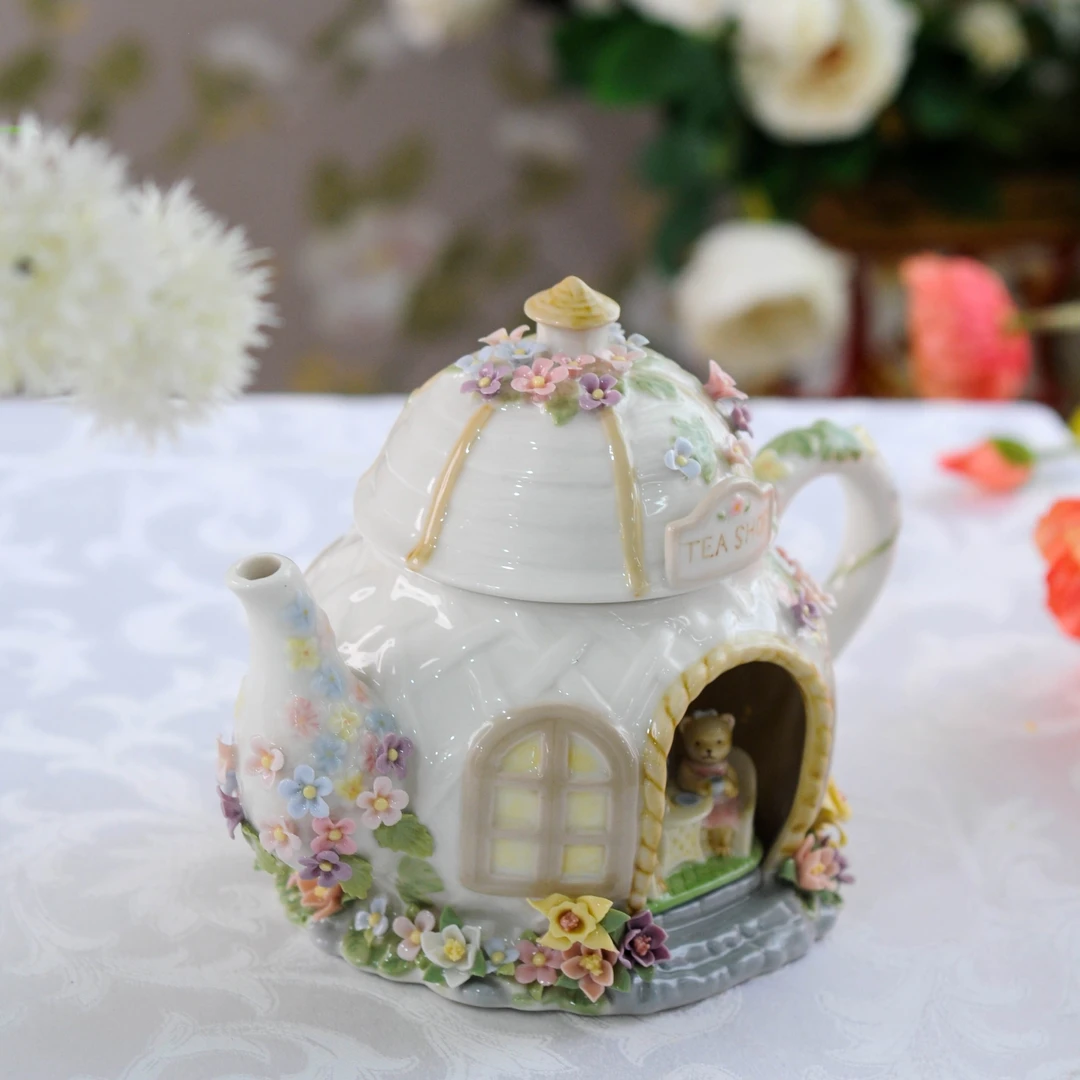 茉花市集COSMOS正品白色礼盒C388现货喝茶壶音乐铃摆件礼品手工