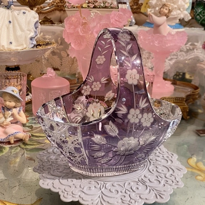 摆件德国水晶经典紫水晶提篮