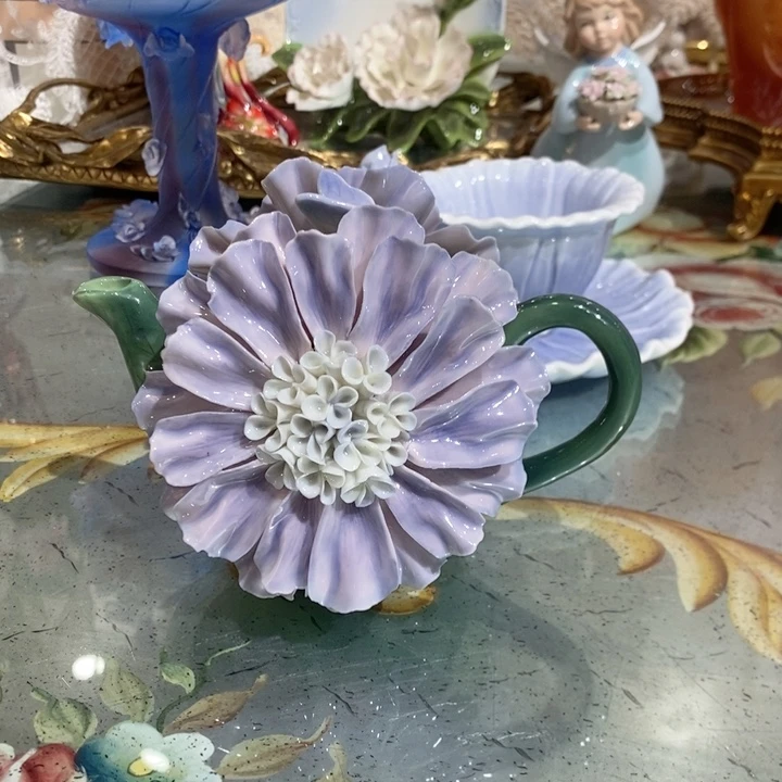 摆件紫色大丽花花壶一支cosmos礼盒装