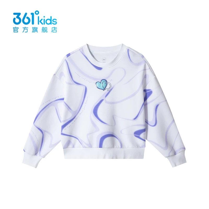 361°kids儿童童装2025年秋季女童圆领套头长袖卫衣宽松K62433304
