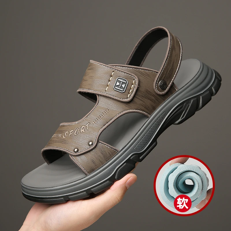 2024新款男士休闲潮流百搭凉鞋男潮流开车两用凉拖鞋沙滩鞋凉皮鞋