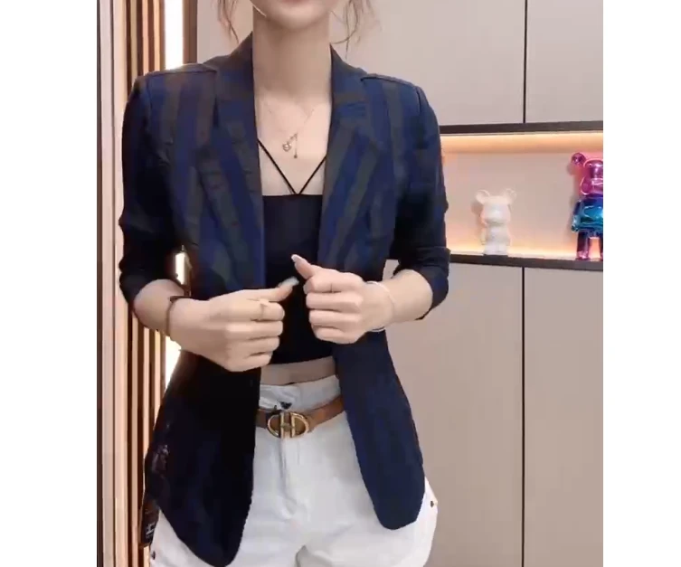 2024夏季潮流新款时尚宽松洋气网红气质休闲西服小个子外套女装