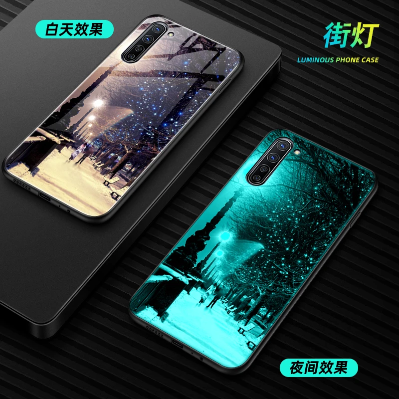 opporeno3pro手机壳Reno3夜光玻璃壳reno3pro保护套5g手机套oppo