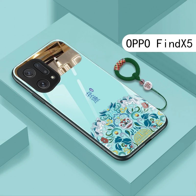 OPPOFindX5手机壳中镜面玻璃网红男女款FindX5pro手机套个性防摔