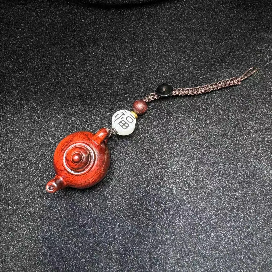 【羊圈珠宝】精品檀木茶壶手机挂
