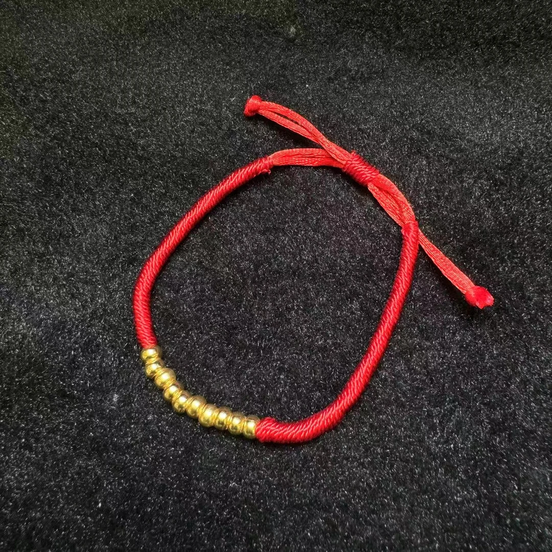 足银银制品 【羊圈珠宝】足银十全十美红手绳
