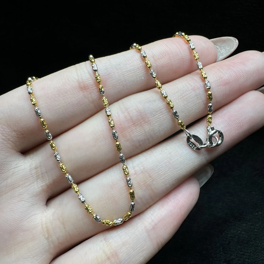 925银银制品 【羊圈珠宝】s925银双色百搭钻式链（45cm）