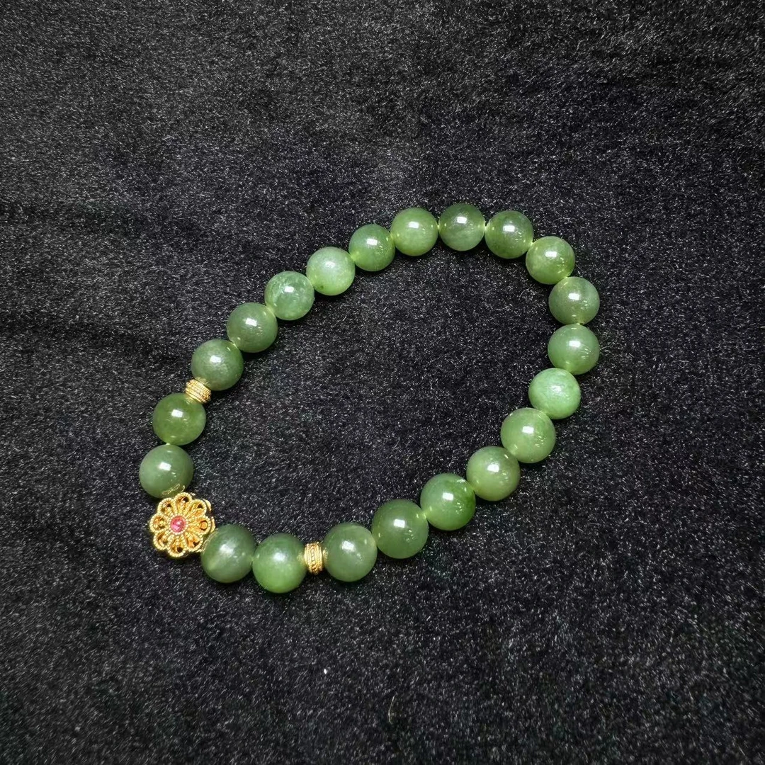 【羊圈珠宝】18k金和田玉手串/多样发一件/尺寸约8mm