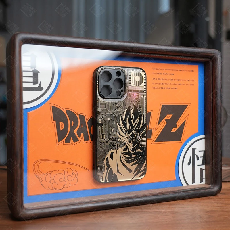 【小西设计所】赛亚人沉金电路板不供电可发光苹果高端奢华手机壳