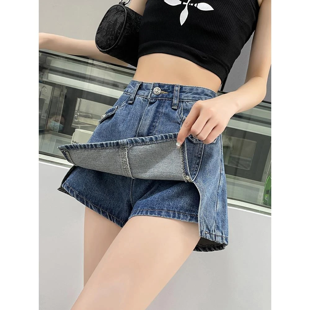 百搭高腰复古牛仔短裙女春夏新款显瘦防走光辣妹包臀半身裙子女装
