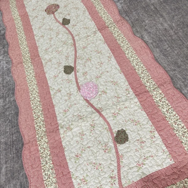 一枝独秀粉碎花贴布绣棉质沙发垫地垫（约65x165）