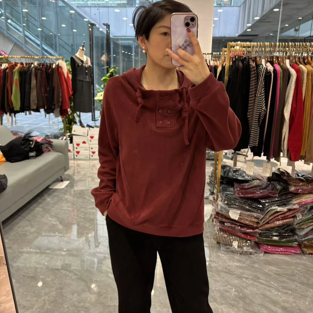 【丽丽家】冬季两排扣设计加厚双面绒连帽上衣633