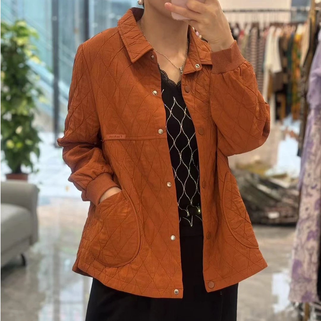 【丽丽家】秋季新款休闲菱形格显瘦百搭外套16-1