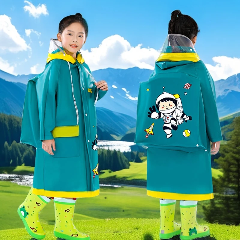 儿童雨衣男女童小孩全身防水学生书包位上学加厚雨披新款卡通专用