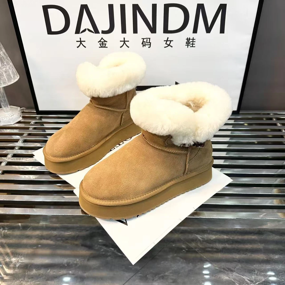 DAJINDM大码定制女鞋40-43新款牛角扣舒适雪地靴
