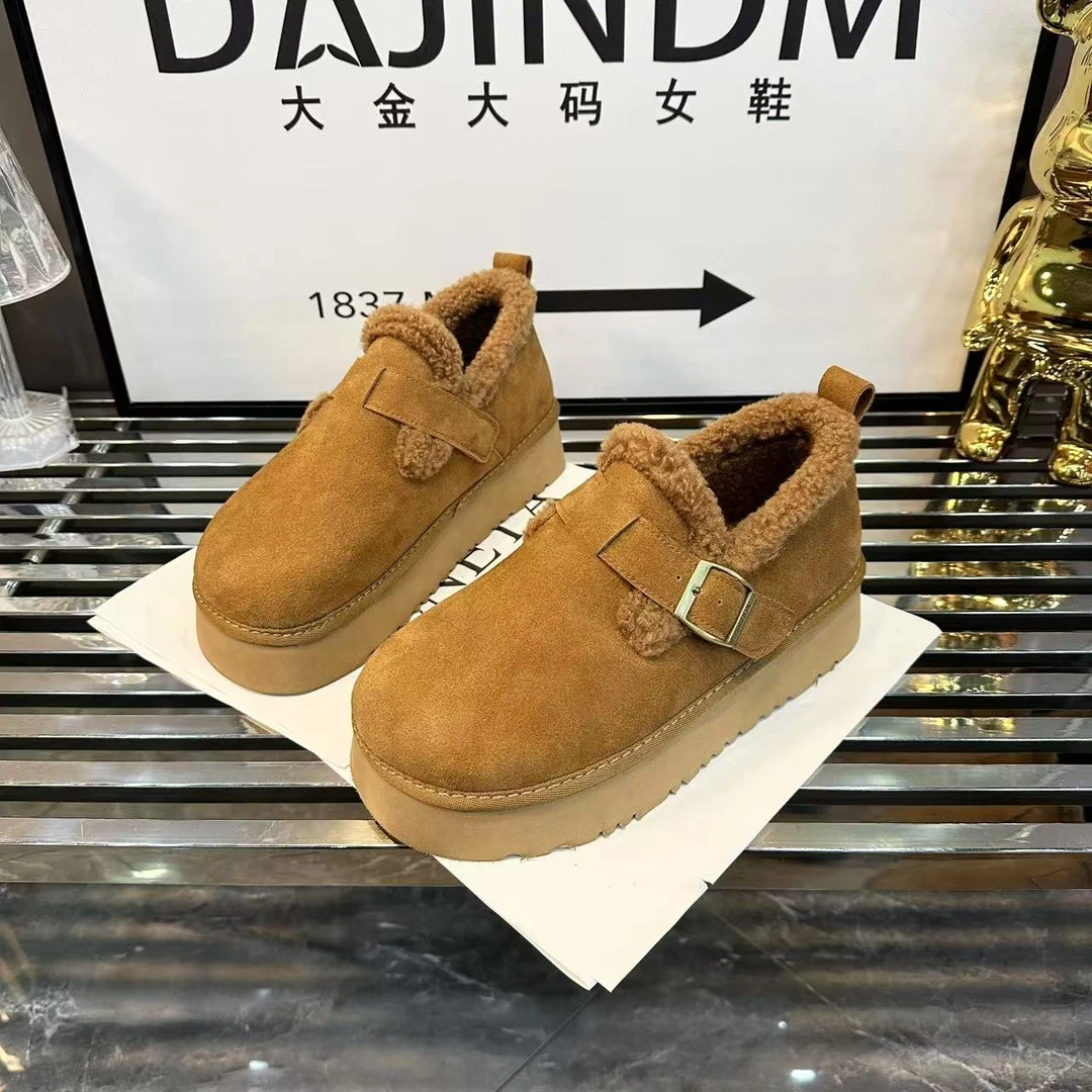 DAJINDM大码定制女鞋40-43新款厚底毛口舒适一脚蹬