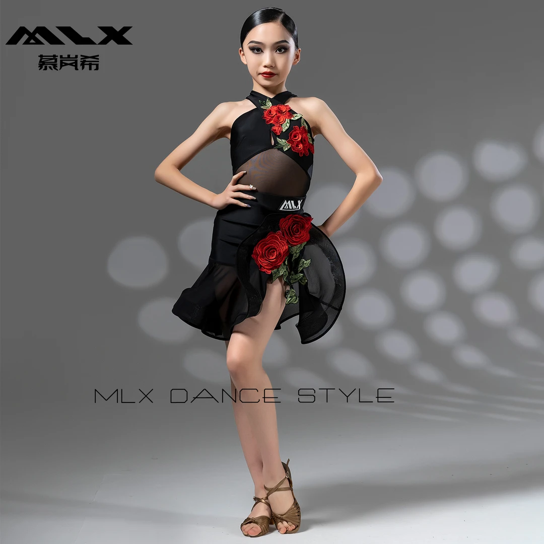 慕岚希8167少儿新款拉丁舞儿童练功服套装女童舞蹈训练演出服