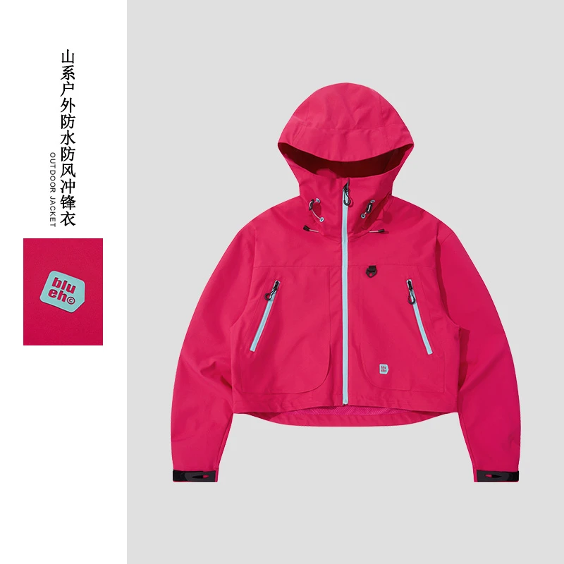 山系户外防水防风冲锋衣外套女款运动徒步夹克短裤外套24320260
