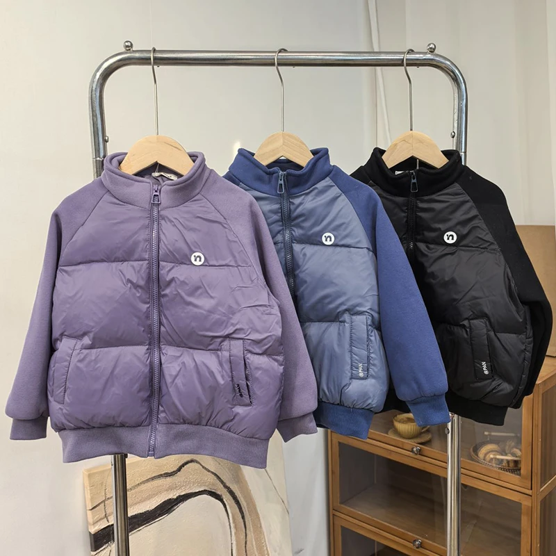 2024冬季新品拼接男童女童羽绒中大童立领保暖羽绒服内胆保暖外套