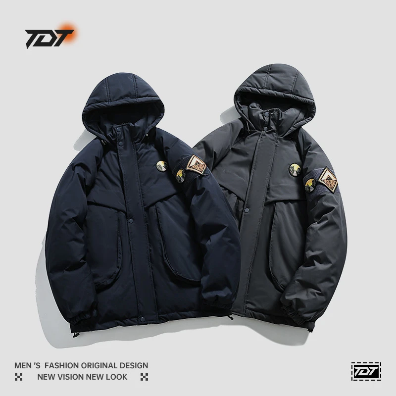 美式潮流徽章刺绣工装户外连帽棉衣情侣款宽松保暖棉服外套M1158