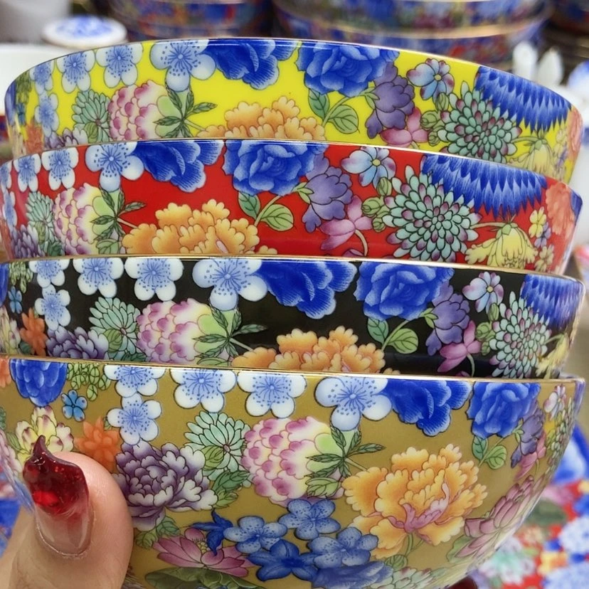 【闪购商品】陶瓷碗5寸黑2红2金2黄2