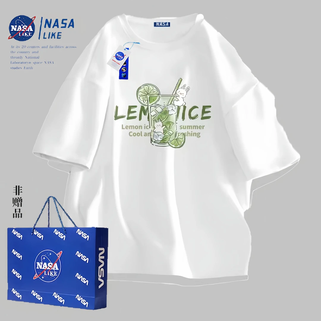 NASA 联名款2024夏季印花纯棉潮牌男女同款半袖圆领T恤百搭情侣服